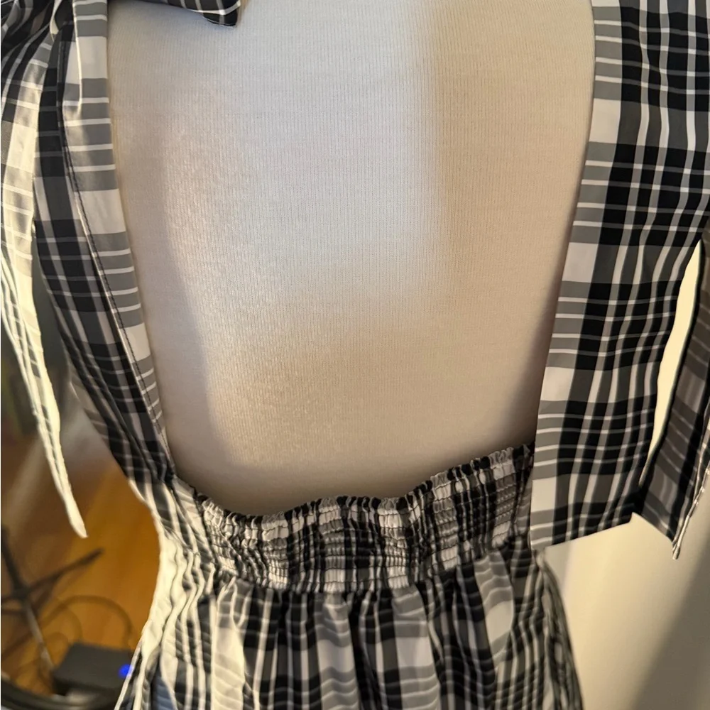 Maeve Anthropology Black & White Plaid Maxi Dress with Tie Straps - Picture 7 of 14